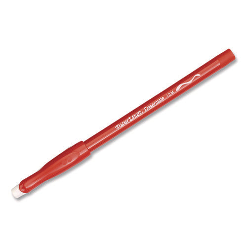 Eraser Mate Ballpoint Pen, Stick, Medium 1 Mm, Red Ink, Red Barrel, 5/pack