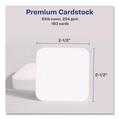 Clean Edge Square Cards, Inkjet, 2.5 X 2.5, 180 Cards, 9 Cards/sheet, 20 Sheets/pack