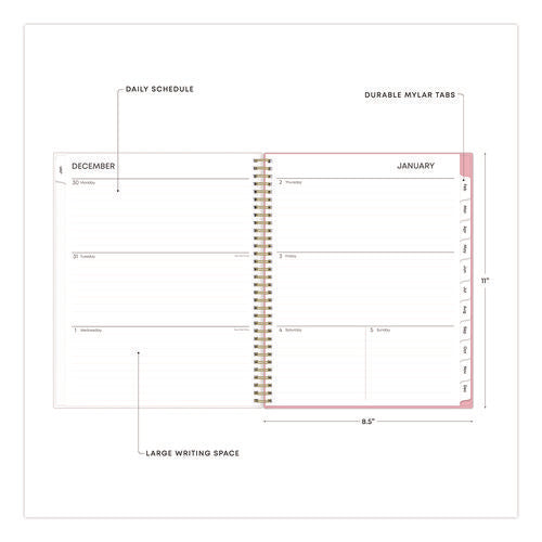 Mimi Pink Weekly/monthly Planner, Floral Artwork, 11 X 8.5, Pink/blue/rose Cover, 12-month (jan To Dec): 2025