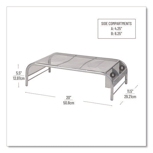 Metal Mesh Monitor Stand, For Up To 22" Monitors, 19" X 10.5" X 5.5", Silver, Supports 25 Lb