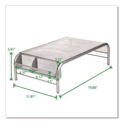 Metal Mesh Monitor Stand, For Up To 22" Monitors, 19" X 10.5" X 5.5", Silver, Supports 25 Lb