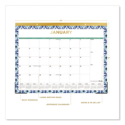 Tile Desk Pad Calendar, Geometric Artwork, 22 X 17, White Sheets, Gold Headband, Clear Corners, 12-month (jan To Dec): 2025