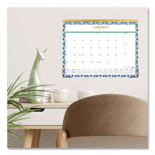 Tile Desk Pad Calendar, Geometric Artwork, 22 X 17, White Sheets, Gold Headband, Clear Corners, 12-month (jan To Dec): 2025