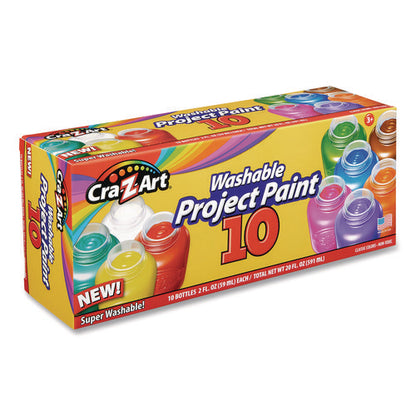 Washable Project Paints, 10 Assorted Colors, 2 Oz Bottles, 10/pack