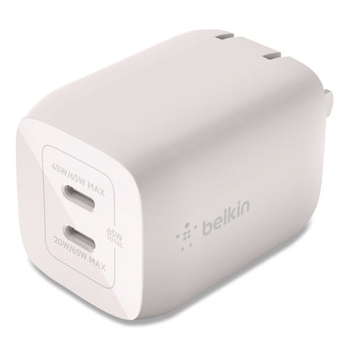 Boost Charge Pro Dual Usb-c Gan Wall Charger With Pps, White