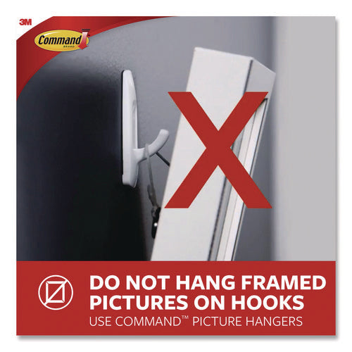 X-large Utility Hook, Plastic, White, 10 Lb Capacity, 1 Hook And 4 Strips