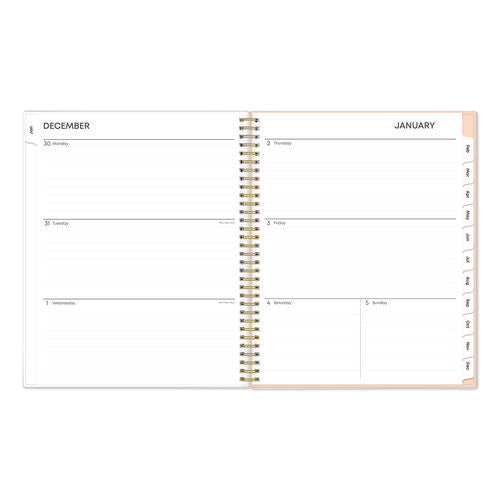 Natalya Weekly/monthly Planner, Abstract Artwork, 11 X 8.5, Peach-pink/white Cover, 12-month (jan To Dec): 2025