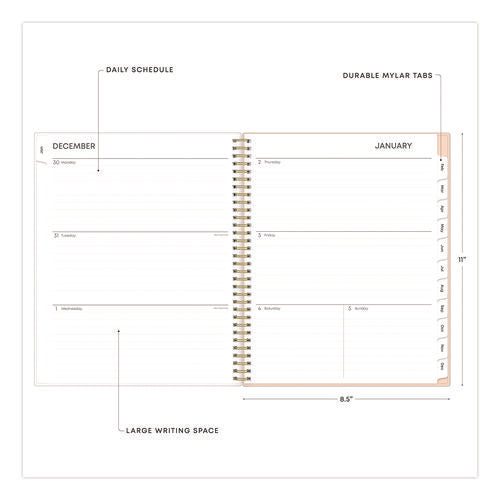 Natalya Weekly/monthly Planner, Abstract Artwork, 11 X 8.5, Peach-pink/white Cover, 12-month (jan To Dec): 2025