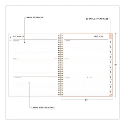 Natalya Weekly/monthly Planner, Abstract Artwork, 11 X 8.5, Peach-pink/white Cover, 12-month (jan To Dec): 2025