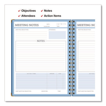 Meeting Notes Book, Space For Up To 159 Meetings, Meeting-minutes/notes Format, Blue/gold Cover, (80) 11 X 8.5 Sheets