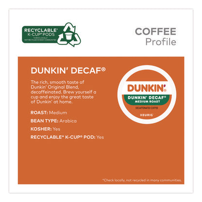 K-cups, Dunkin' Decaf, 0.37 Oz, 22/box, 4 Boxes/carton