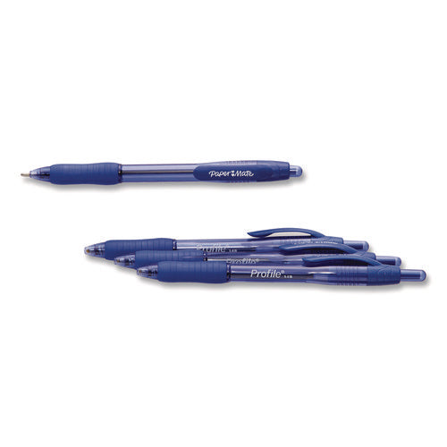 Profile Ballpoint Pen, Retractable, Bold 1.4 Mm, Blue Ink, Translucent Blue Barrel, 4/pack