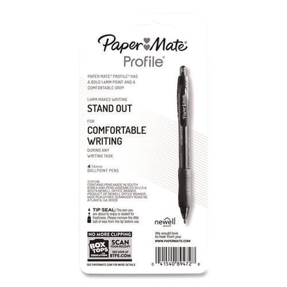 Profile Ballpoint Pen, Retractable, Bold 1.4 Mm, Blue Ink, Translucent Blue Barrel, 4/pack