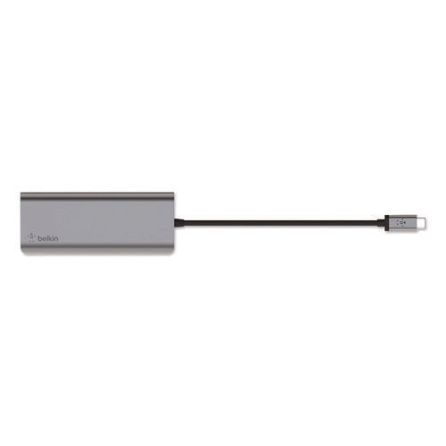 Connect 6-in-1 Usb-c Multiport Adapter Hub, 6-port, Gray