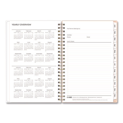 Natalya Weekly/monthly Planner, Abstract Artwork, 8 X 5, Peach-pink/white Cover, 12-month (jan To Dec): 2025