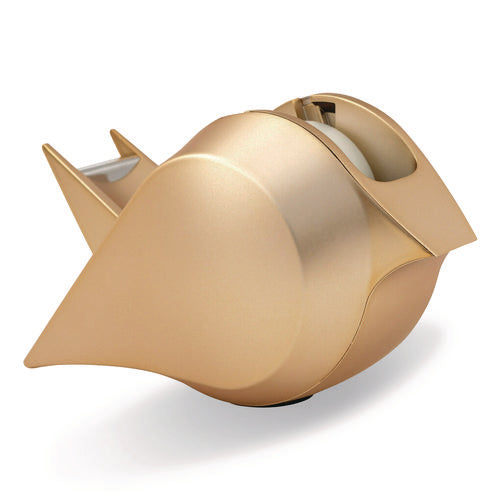 Bird Desktop Tape Dispenser, 1" Core, Metallic Gold