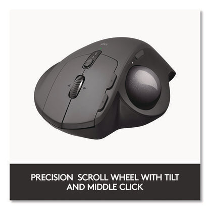 Mx Ergo Plus Advanced Wireless Trackball Mouse, 2.4 Ghz Frequency/33 Ft Wireless Range, Right Hand Use, Black