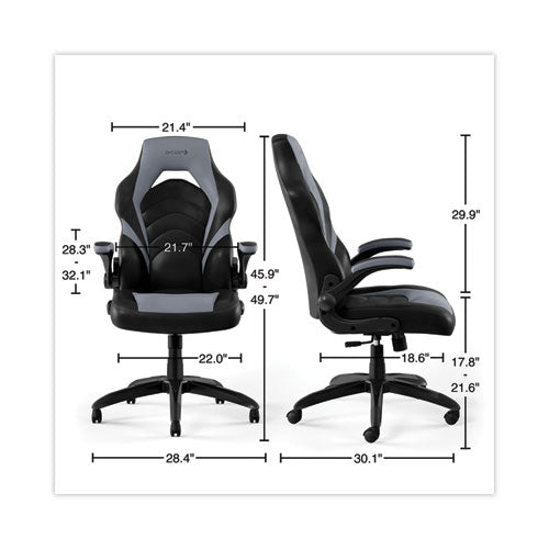 Vortex Bonded Leather Gaming Chair, Supports Up To 301 Lbs, 17.9" To 21.6" Seat Height, Gray/black Back, Black Base