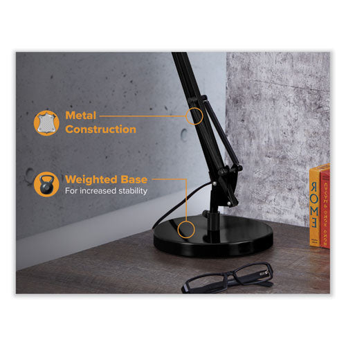 Swing Arm Desk Lamp, Multi-pivot Neck, 28.35" High, Black Base