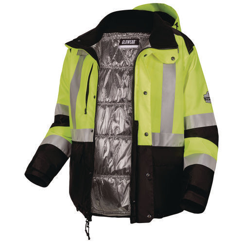 Glowear Class 3 Hi-vis Winter Jacket With Amplifire Heat Reflective Lining, X-large, Lime