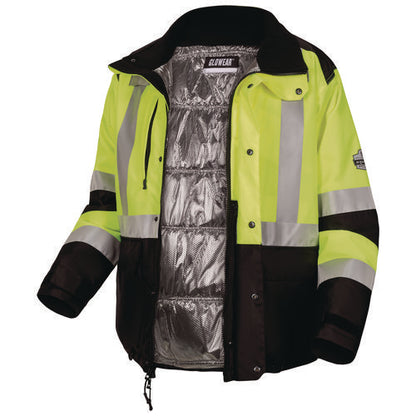 Glowear Class 3 Hi-vis Winter Jacket With Amplifire Heat Reflective Lining, X-large, Lime