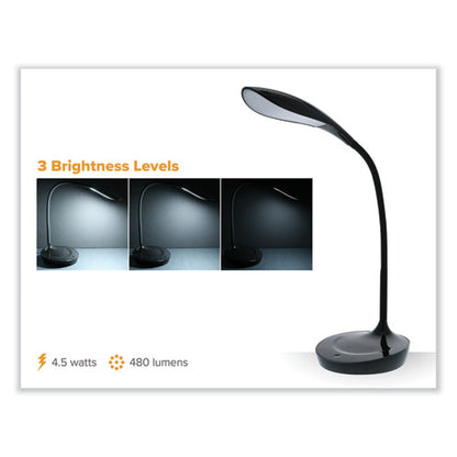 Office Dimmable Gooseneck Desk Lamp With Usb Charging Port, 15.16" High, Black Base