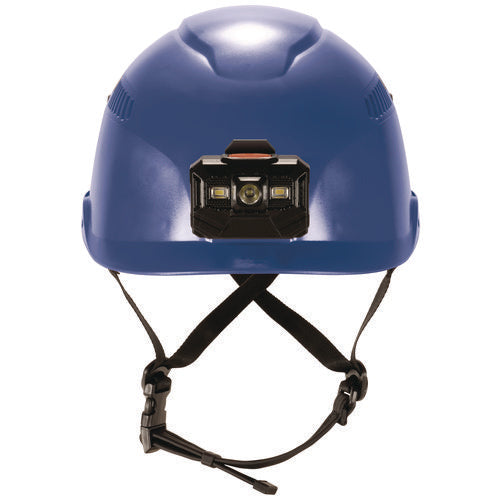 Skullerz 8977led Class C Safety Helmet With Led Light And Adjustable Venting, 6-point Ratchet Suspension, Blue