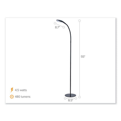 Gooseneck Floor Lamp, 72" Tall, Black Base