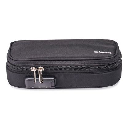 It's Academic Locking Pencil Case, 2 Compartments, 4.75" X 2.5" X 2.5", Black, 2/pack