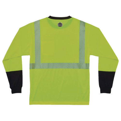 Glowear 8281bk Class 2 Long Sleeve Shirt With Black Bottom, X-large Long, Lime