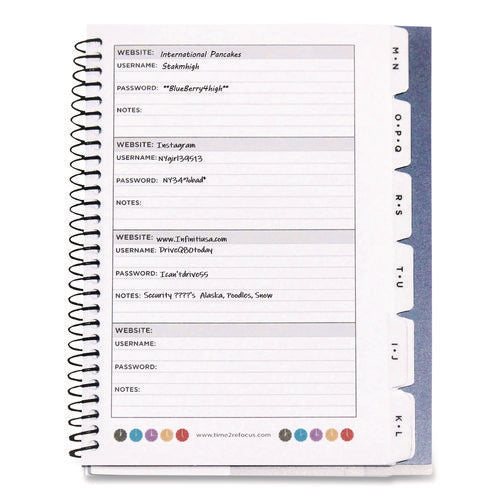 Small/mini Password Log Book, 480 Total Entries, 4 Entries/page, Black Plastic Cover, (60) 7 X 5.5 Sheets