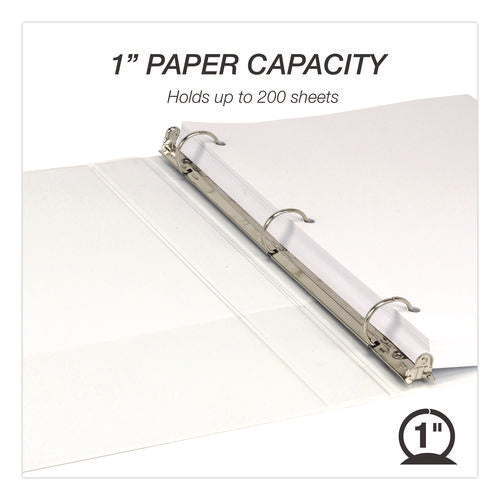 Economy Round Ring View Binders, 3 Rings, 1" Capacity, 11.5 X 8.5, White, 6/carton