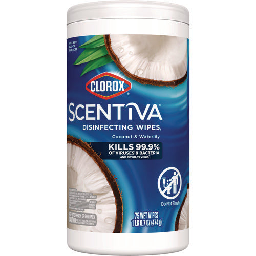 Scentiva Bleach Free Cleaning Wipes, 1-ply, 7.75 X 7, Pacific Breeze/coconut, White, 75/canister, 6 Canisters/carton