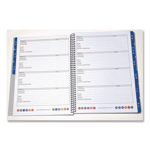 Large Password Log Book, 384 Total Entries, 4 Entries/page, Black Plastic Cover, (48) 10 X 7.5 Sheets