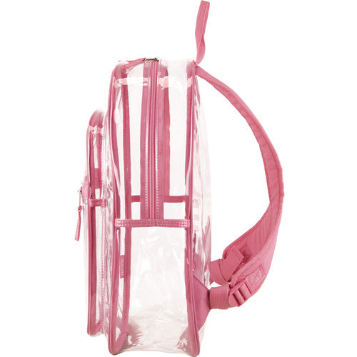 Clear With Color Trim Backpack, 11.5" X 5" X 16.5", Clear/pink