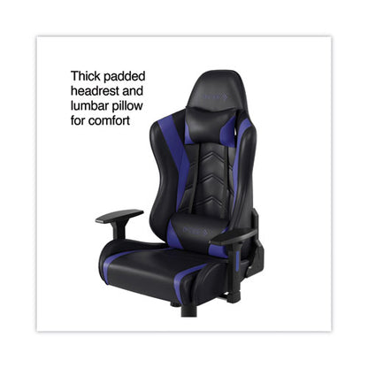 Vartan Bonded Leather Gaming Chair, Supports Up To 275 Lbs, Blue/black Seat, Blue/black Back, Black Base