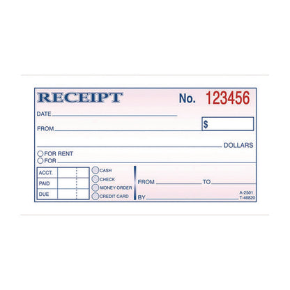 Money/rent Receipt Book, Two-part Carbonless, 4.88 X 2.75, 50 Receipts/book, 3 Books/pack