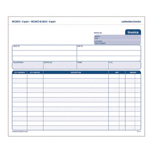 Multipart General-purpose Invoice Forms, Two-part Carbonless, 8.5 X 6.94, 50 Forms Total