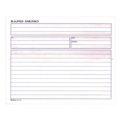 Rapid Memo Pad, Two-part Carbonless, 8.5 X 7.75, 50 Forms Total