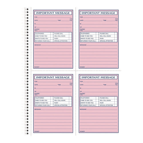 Important Message Book, Two-part Carbonless, 4 Forms/sheet, 200 Forms Total