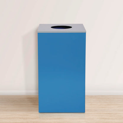 29 Gallon Trash/recycling Cans, Steel, Blue Can With Circle Lid