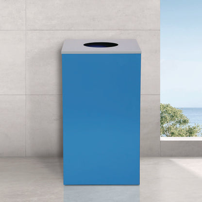 29 Gallon Trash/recycling Cans, Steel, Blue Can With Circle Lid