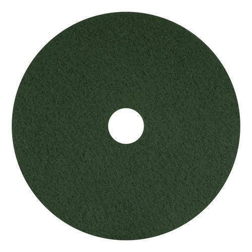 Scrubbing Pads, 16" Diameter, Green, 5/carton