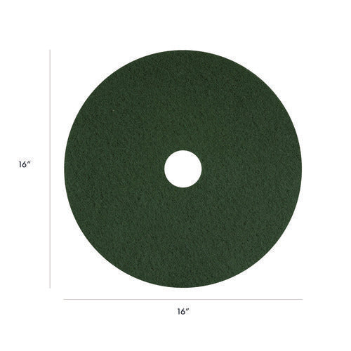 Scrubbing Pads, 16" Diameter, Green, 5/carton