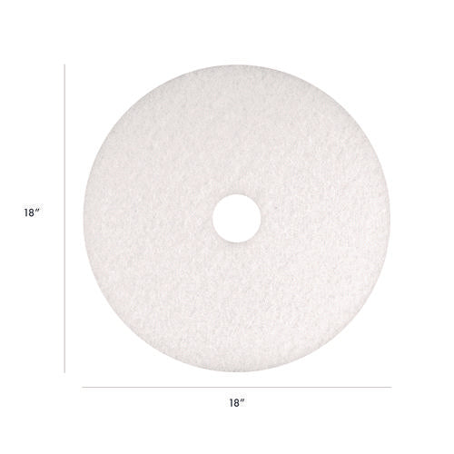 Polishing Pads, 18" Diameter, White, 5/carton