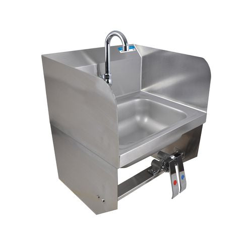 Stainless Steel Hand Sink With Side Splashes, 14" L X 10" W X 5" D