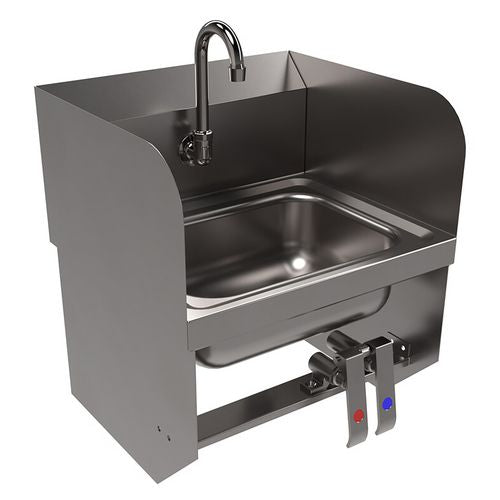 Stainless Steel Hand Sink With Side Splashes, 14" L X 10" W X 5" D