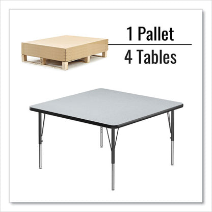 Adjustable Activity Tables, Square, 48" X 48" X 19" To 29", Gray Top, Black Legs, 4/pallet