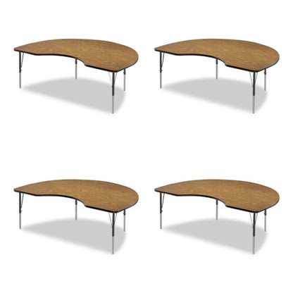 Adjustable Activity Tables, Kidney Shape, 72" X 48" X 19" To 29", Oak Top, Black Legs, 4/pallet