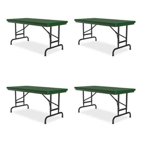 Adjustable Folding Table, Rectangular, 48" X 24" X 22" To 32", Green Top, Black Legs, 4/pallet